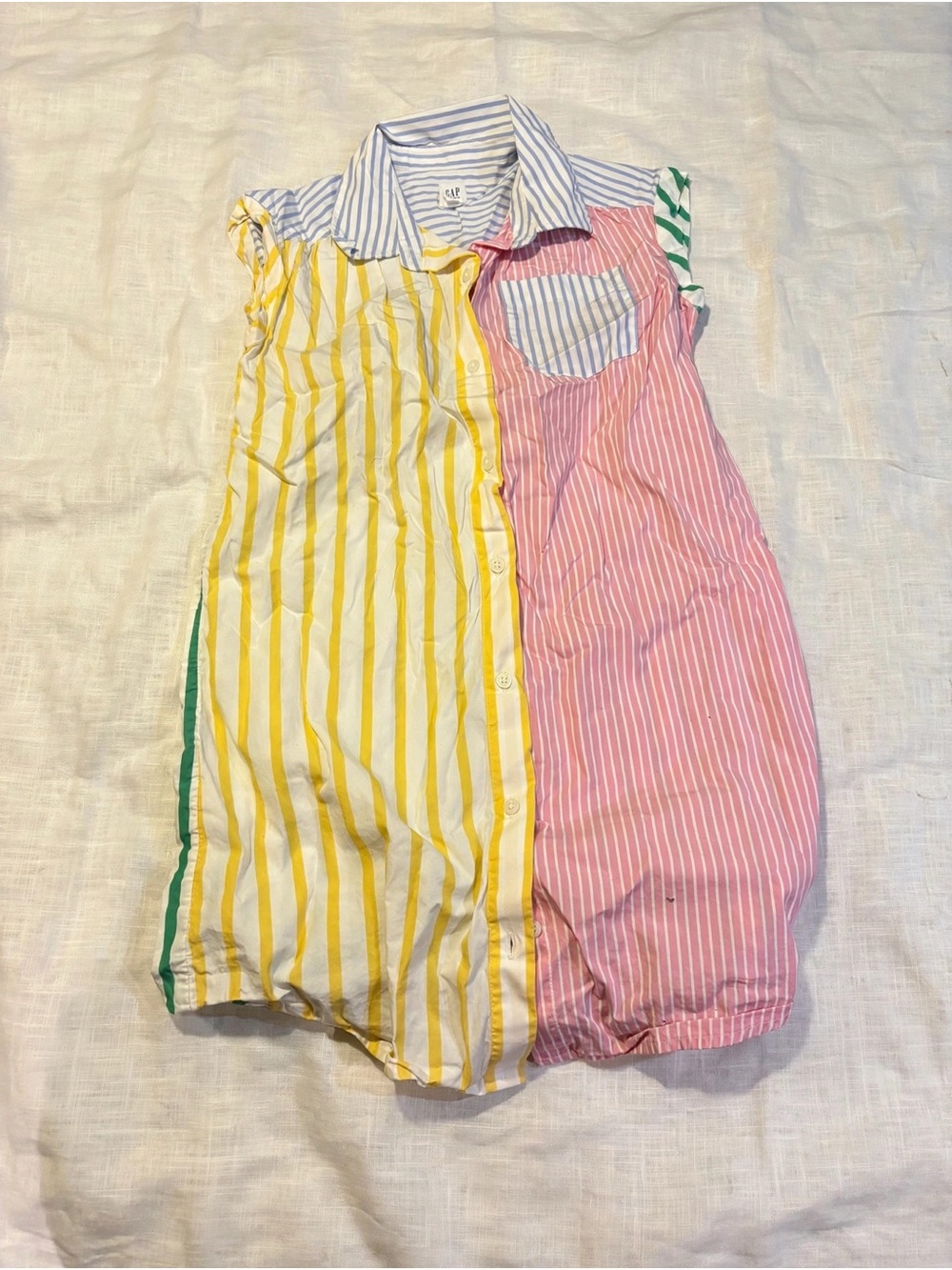 GAP Kids Colorblock Striped Button-Front One-Piece — Yellow, Pink, Blue & Green